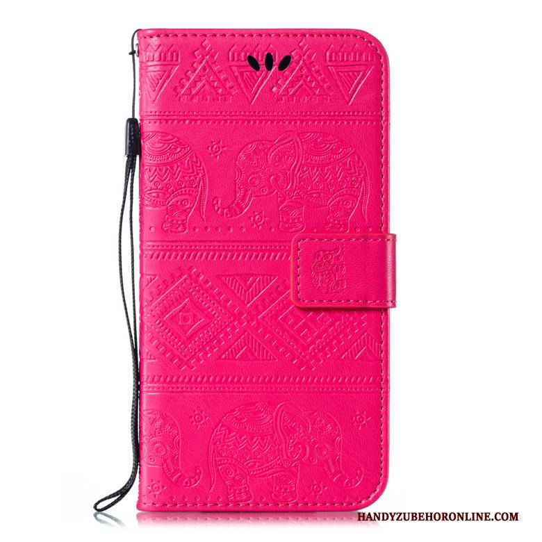 Hülle Huawei Y5 2019 Schutz Handyhüllen Groß, Case Huawei Y5 2019 Lederhülle Rot Anti-sturz