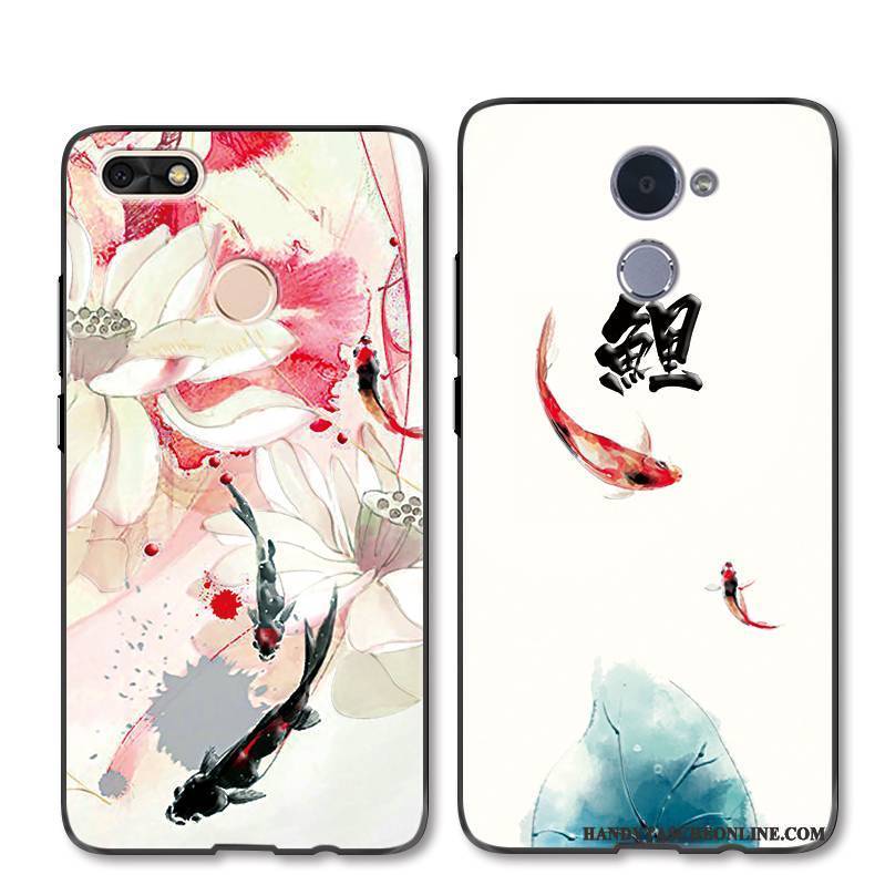 Hülle Huawei Y6 Pro 2017 Gemalt Chinesische Art Handyhüllen, Case Huawei Y6 Pro 2017 Taschen Anti-sturz Karpfen