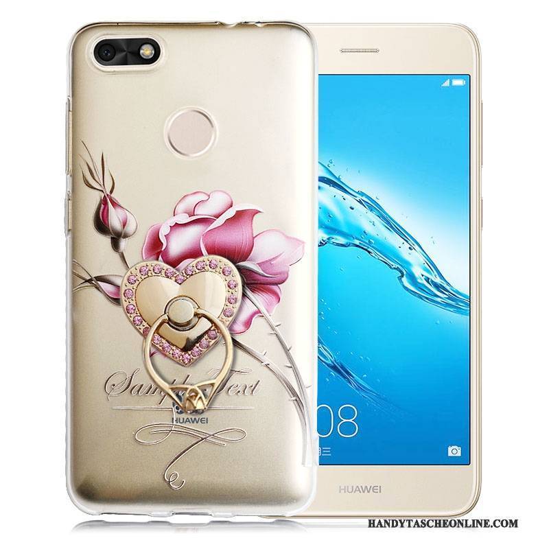 Hülle Huawei Y6 Pro 2017 Silikon Rosa Handyhüllen, Case Huawei Y6 Pro 2017 Prägung Transparent