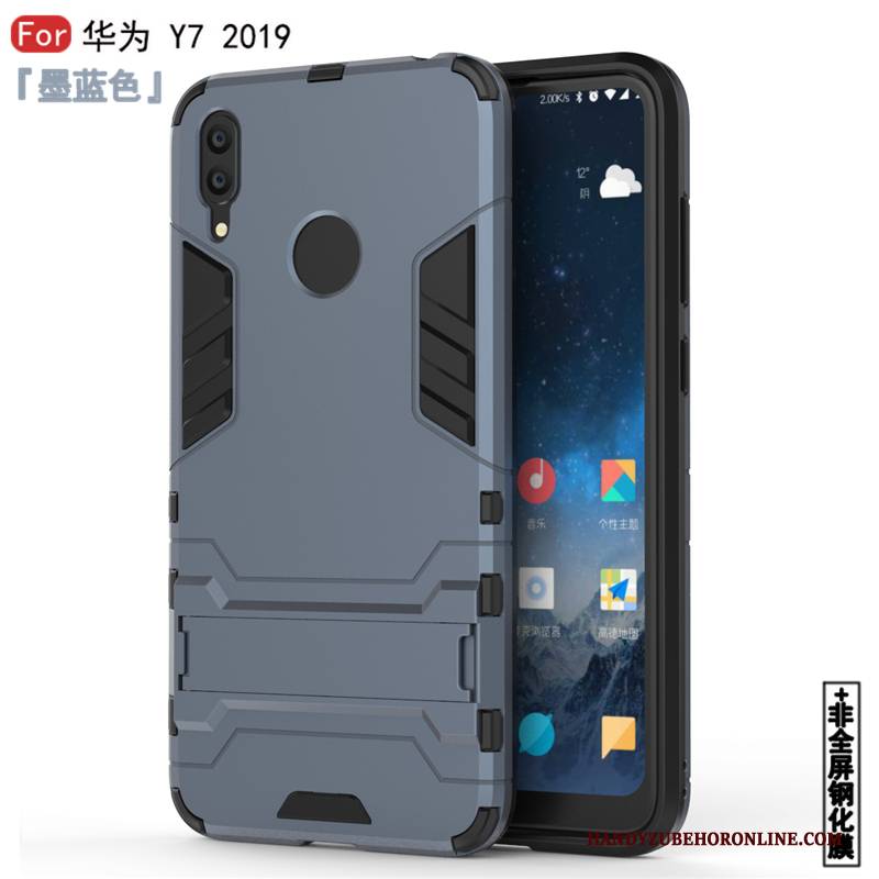 Hülle Huawei Y7 2019 Schutz Einfach Trend, Case Huawei Y7 2019 Silikon Anti-sturz Blau