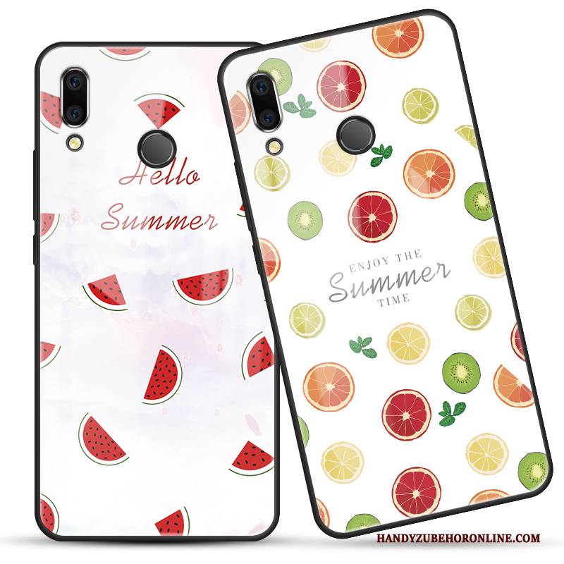 Hülle Huawei Y7 2019 Silikon Schwer Handyhüllen, Case Huawei Y7 2019 Schutz Netto Rot Hängende Verzierungen