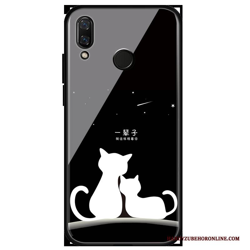 Hülle Huawei Y7 2019 Taschen Membran Schwarz, Case Huawei Y7 2019 Karikatur Trend Temperieren