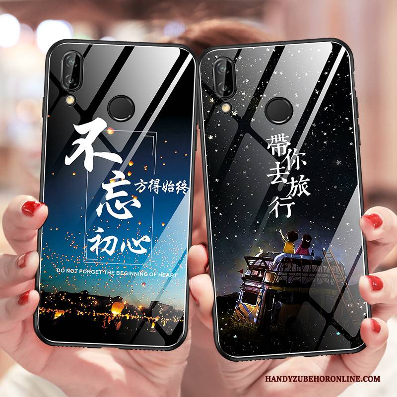 Hülle Huawei Y7 2019 Taschen Persönlichkeit Blau, Case Huawei Y7 2019 Weiche Leuchtende Handyhüllen