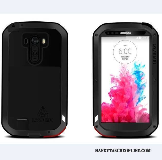 Hülle Lg G3 Metall Handyhüllen Drei Verteidigungen, Case Lg G3 Silikon Gehärtetes Glas Anti-sturz