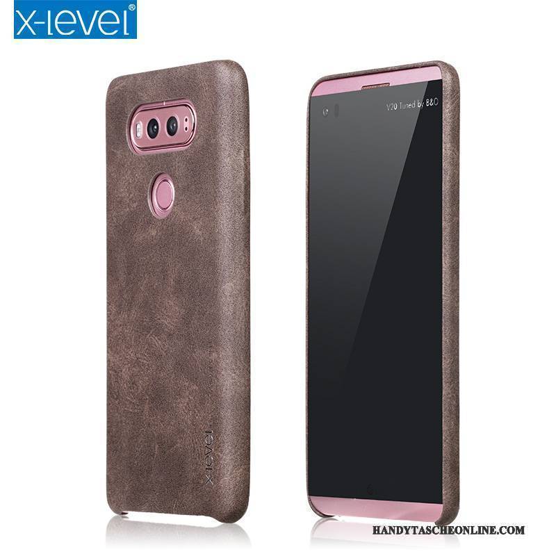 Hülle Lg V20 Lederhülle Business Handyhüllen, Case Lg V20 Retro Rosegold Trend