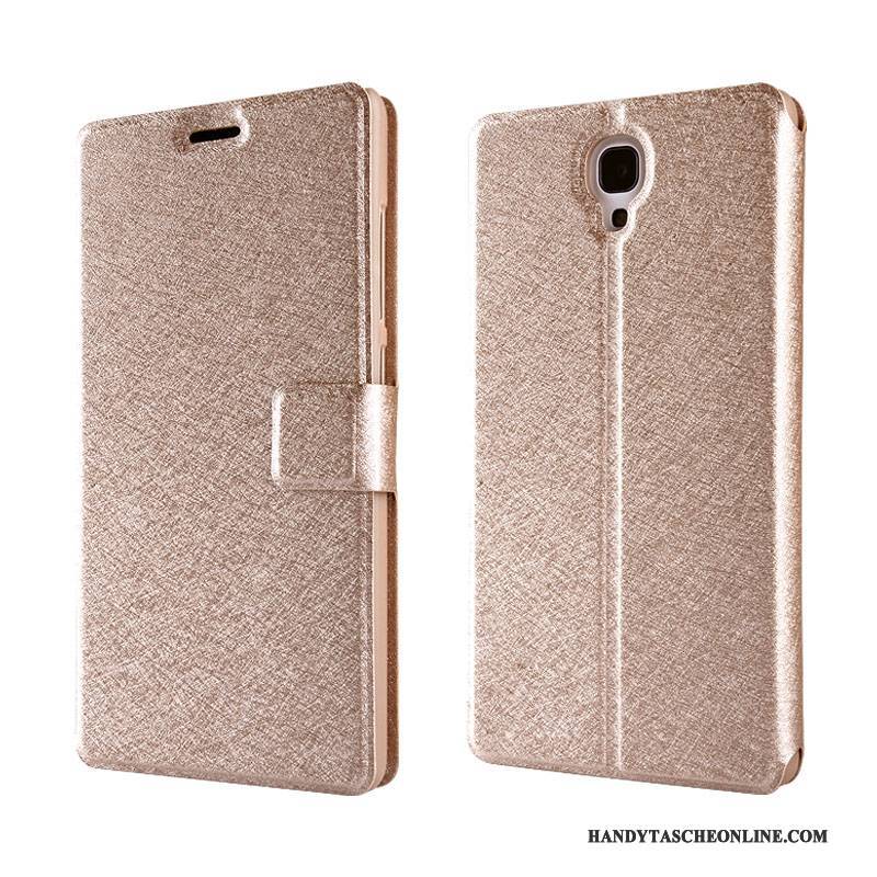 Hülle Mi 4 Taschen Anti-sturz Handyhüllen, Case Mi 4 Lederhülle Gold Schlank