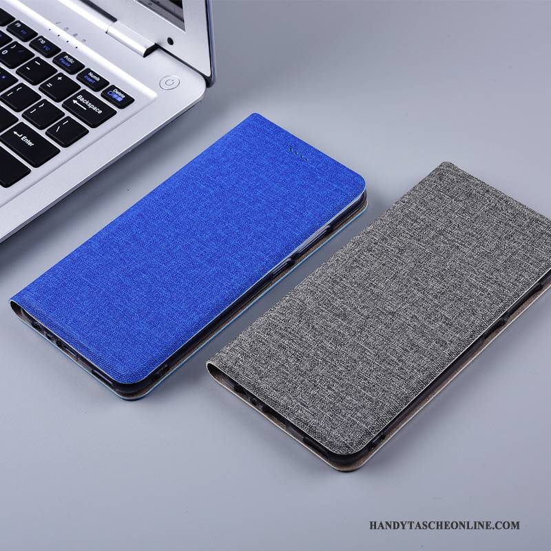Hülle Mi 5x Lederhülle Blau Mini, Case Mi 5x Folio Baumwolle Und Leinen Rot
