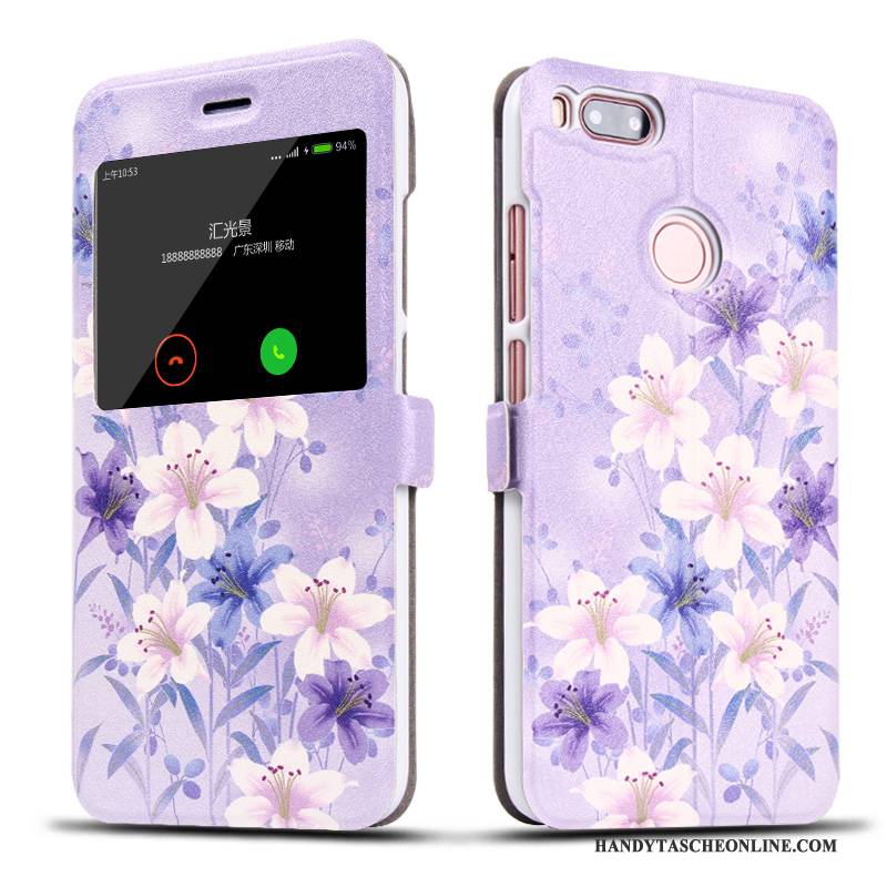Hülle Mi 5x Lederhülle Lila Trend, Case Mi 5x Schutz Mini Handyhüllen