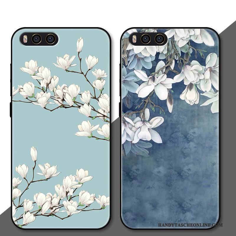 Hülle Mi 6 Schutz Kunst Blumen, Case Mi 6 Mode Blau Handyhüllen