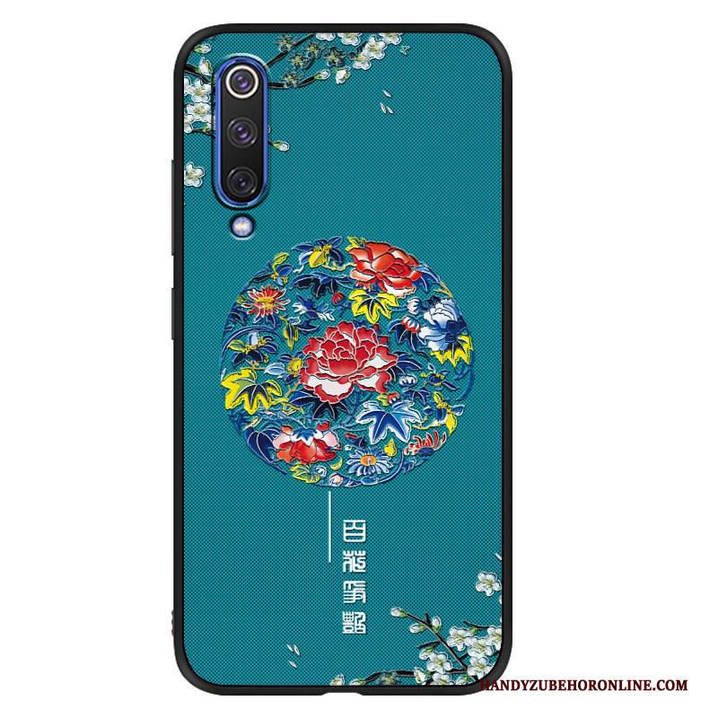 Hülle Mi 9 Lite Kreativ Muster Blau, Case Mi 9 Lite Taschen Palast Nubuck