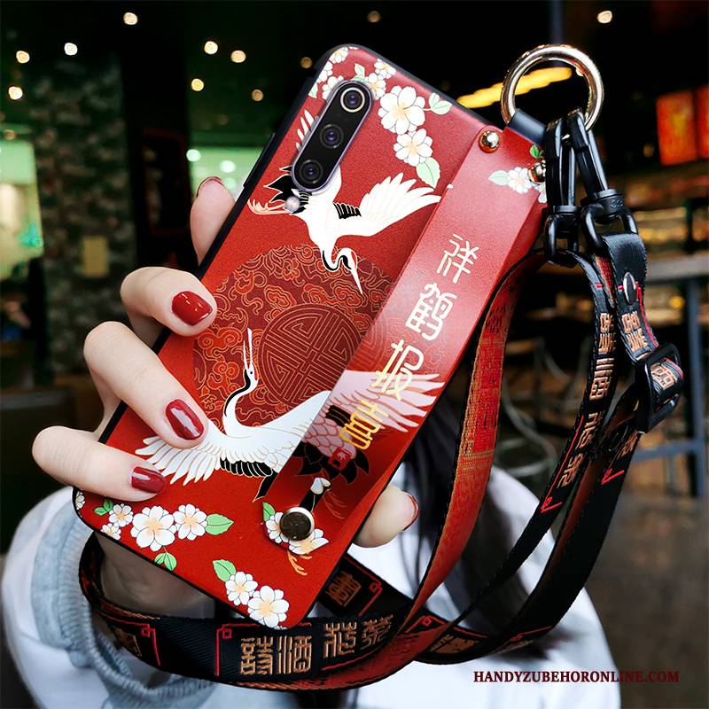 Hülle Mi 9 Lite Taschen Anti-sturz Rot, Case Mi 9 Lite Silikon Trend Chinesische Art