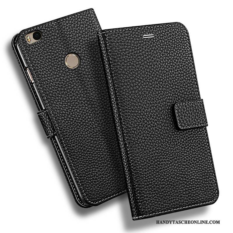 Hülle Mi Max 2 Taschen Handyhüllen Schwarz, Case Mi Max 2 Lederhülle Trend Anti-sturz