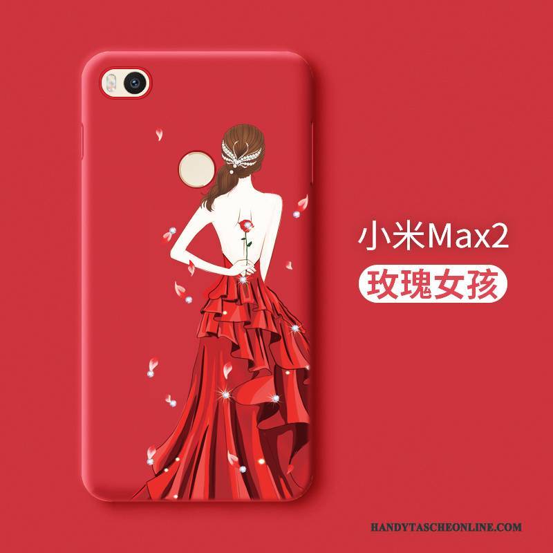 Hülle Mi Max 2 Weiche Nubuck Rot, Case Mi Max 2 Taschen Handyhüllen Anti-sturz