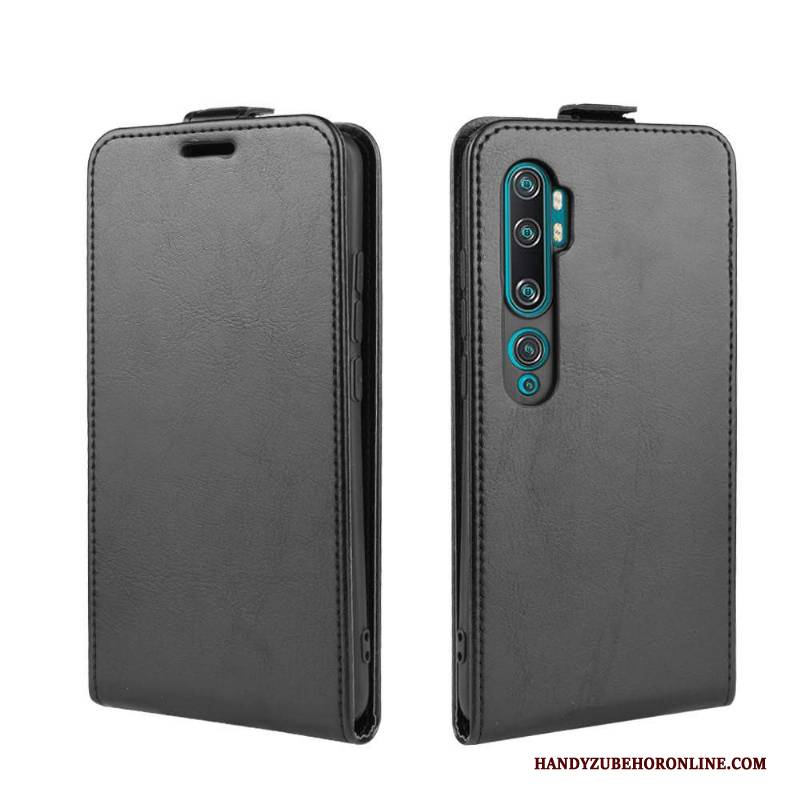 Hülle Mi Note 10 Lederhülle Schwarz Mini, Case Mi Note 10 Schutz Handyhüllen