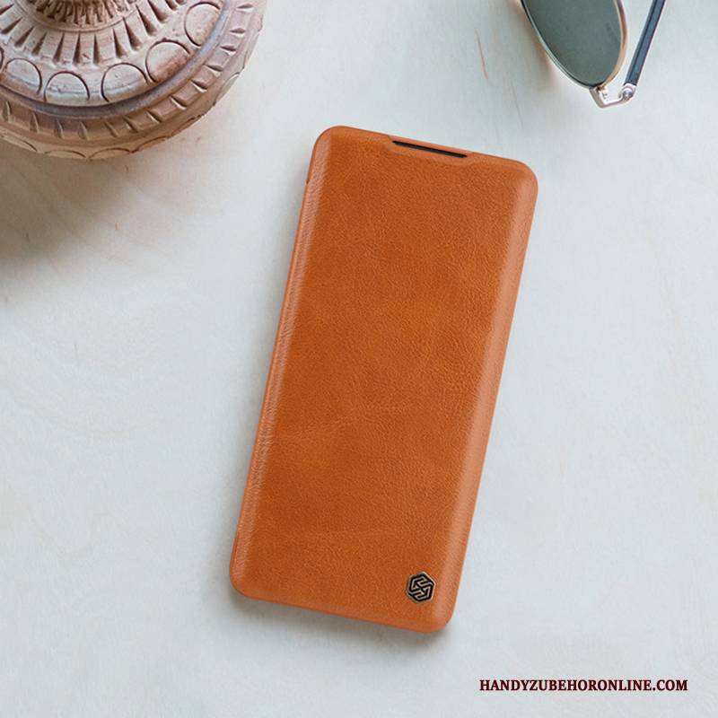 Hülle Mi Note 10 Schutz Business Mini, Case Mi Note 10 Lederhülle Handyhüllen Gold