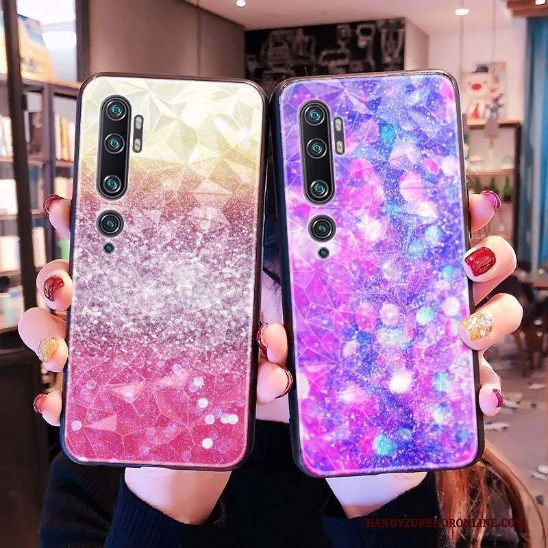 Hülle Mi Note 10 Weiche Mini Lila, Case Mi Note 10 Diamantform Muster