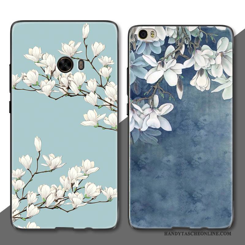 Hülle Mi Note 2 Prägung Blumen Handyhüllen, Case Mi Note 2 Mode Blau Anti-sturz