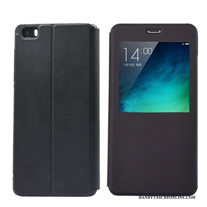 Hülle Mi Note Lederhülle Mini Handyhüllen, Case Mi Note Schutz Schwarz Anti-sturz