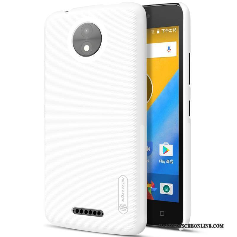 Hülle Moto C Schutz Schwer Weiß, Case Moto C Gold Nubuck
