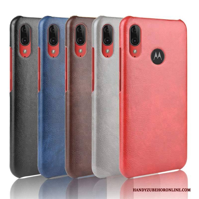 Hülle Moto E6 Plus Leder Rot Qualität, Case Moto E6 Plus Schutz