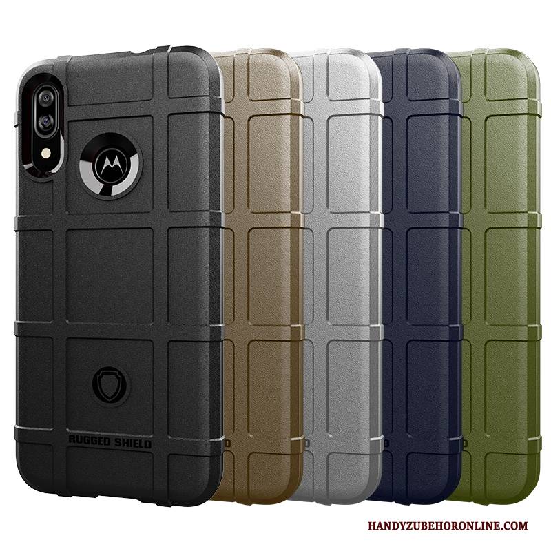 Hülle Moto E6 Plus Taschen Anti-sturz Pu, Case Moto E6 Plus Weiche Schwarz Handyhüllen