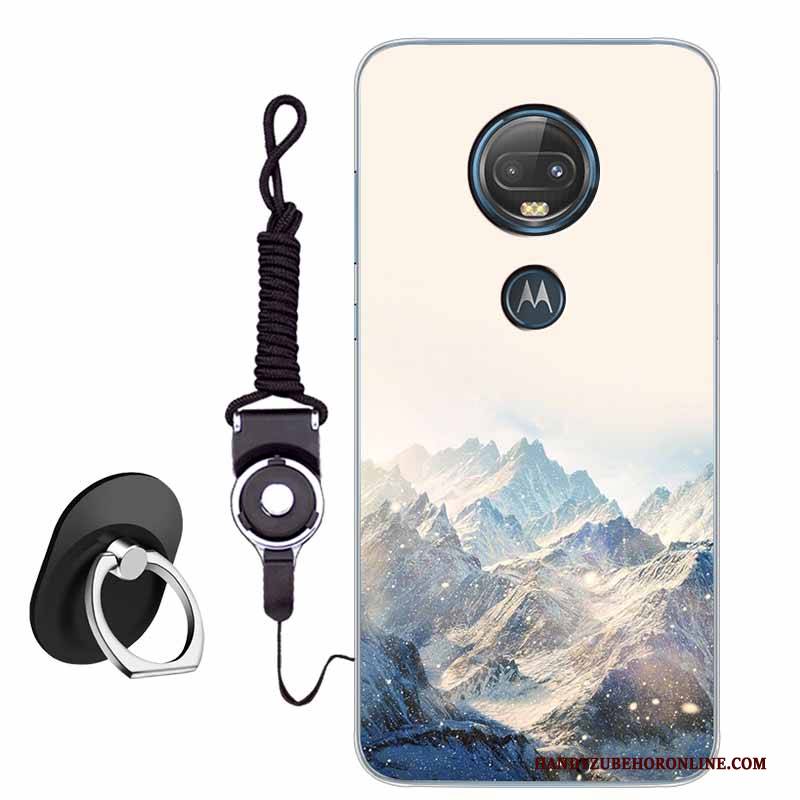 Hülle Moto G7 Plus Retro Anti-sturz Handyhüllen, Case Moto G7 Plus Mode Weiß Chinesische Art