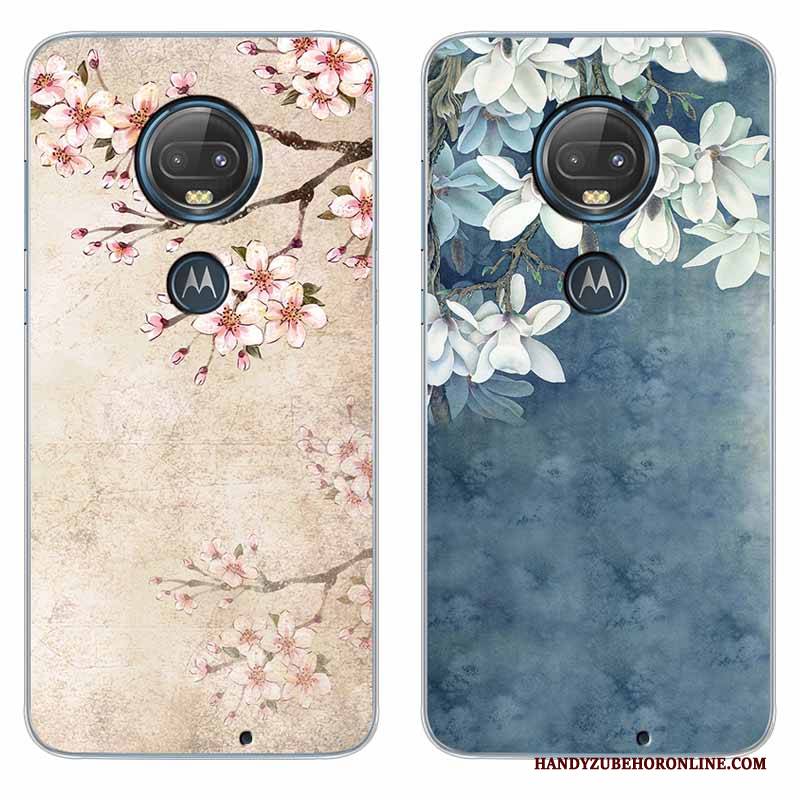 Hülle Moto G7 Plus Taschen Rosa Einfach, Case Moto G7 Plus Silikon Kunst Chinesische Art