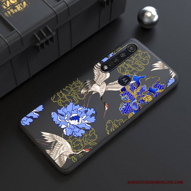 Hülle Moto G8 Plus Karikatur Schwarz Persönlichkeit, Case Moto G8 Plus Reichtum Katzen