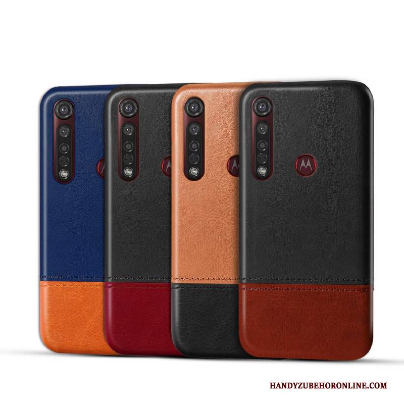 Hülle Moto G8 Plus Kreativ Business Zweifarbig, Case Moto G8 Plus Lederhülle Handyhüllen Schwarz