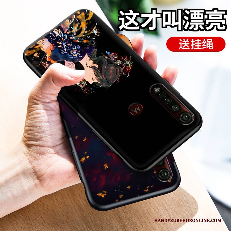 Hülle Moto G8 Plus Silikon Schwarz Handyhüllen, Case Moto G8 Plus Taschen Anti-sturz Angepasst