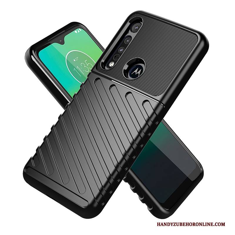 Hülle Moto G8 Plus Taschen Handyhüllen Schwarz, Case Moto G8 Plus Weiche Business Anti-sturz