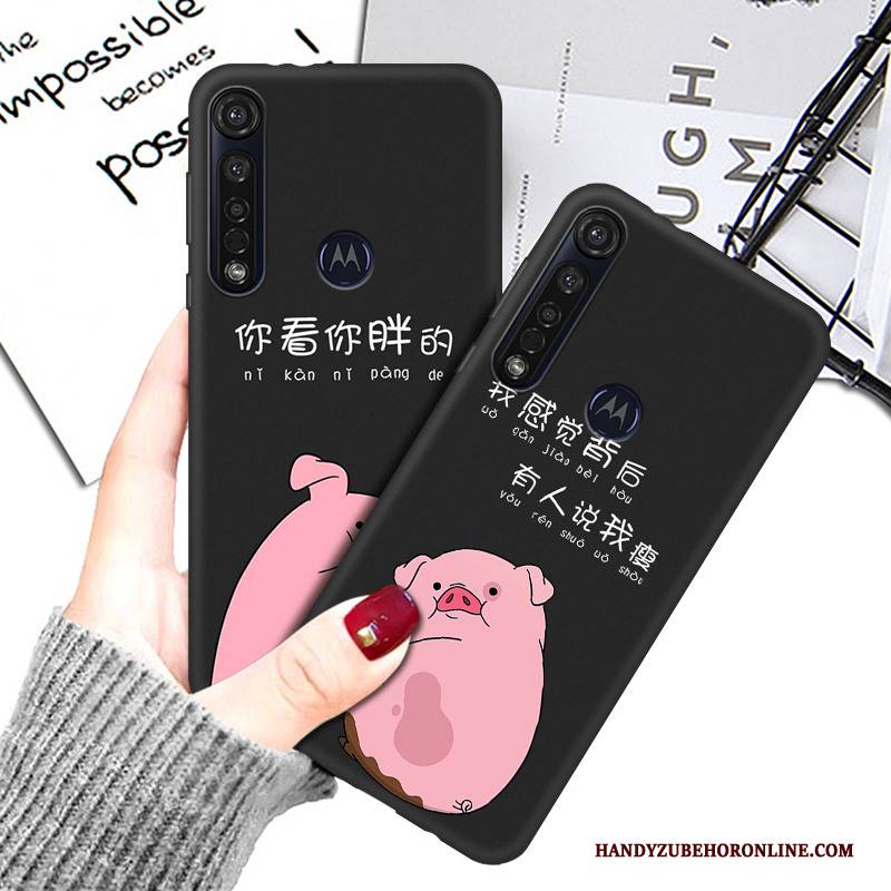 Hülle Moto G8 Plus Weiche Liebhaber Schwarz, Case Moto G8 Plus Karikatur Handyhüllen