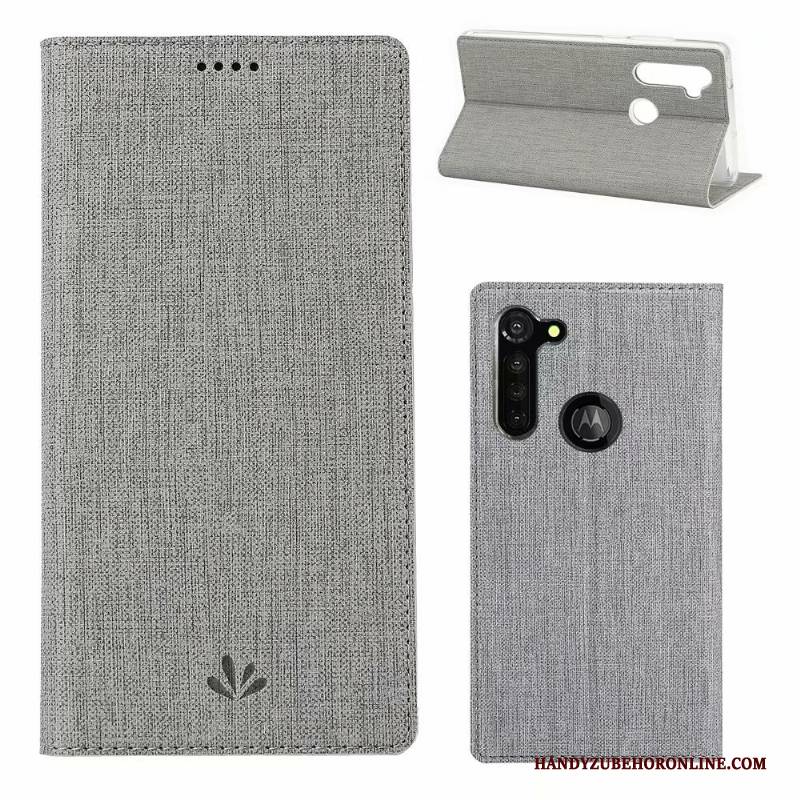 Hülle Moto G8 Power Lederhülle Muster Handyhüllen, Case Moto G8 Power Folio Karte Grau