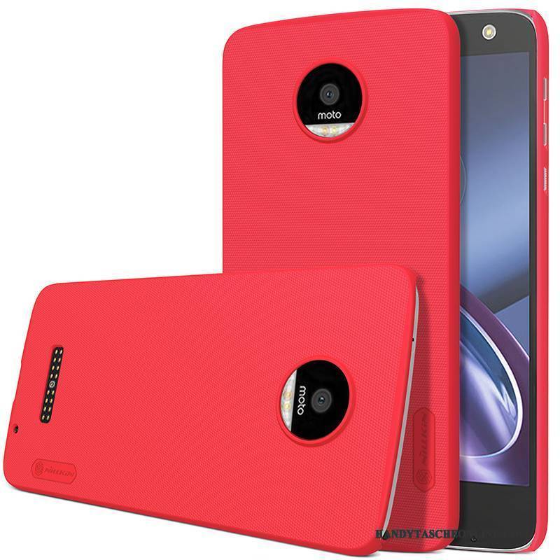Hülle Moto Z Schutz Rutschfest Nubuck, Case Moto Z Handyhüllen Rot