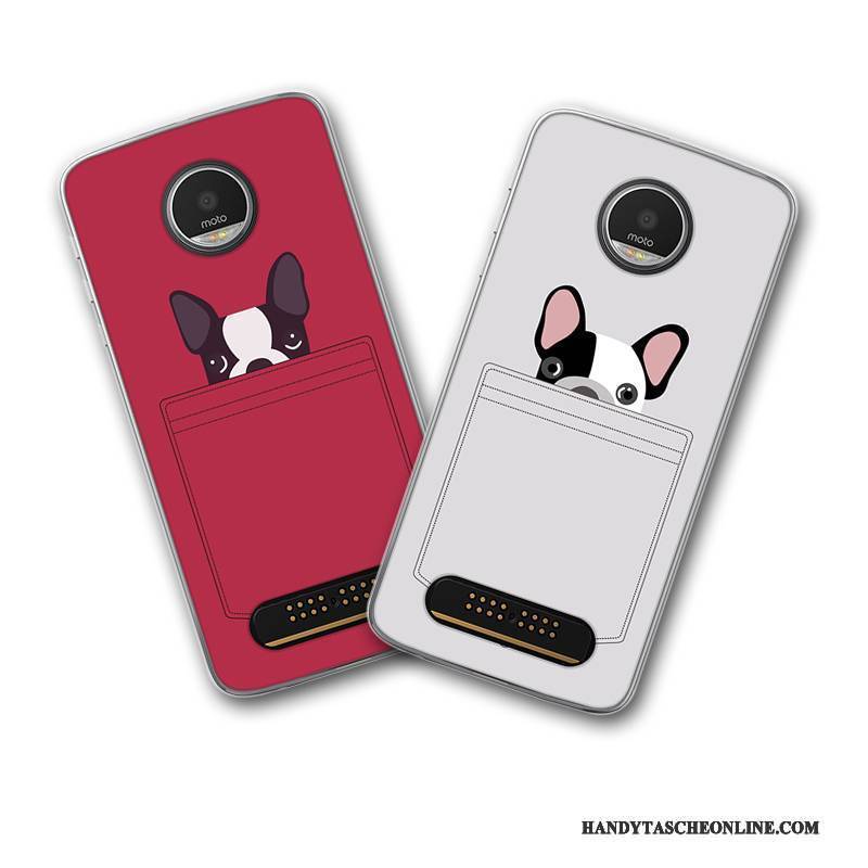 Hülle Moto Z2 Play Weiche Anti-sturz Trend, Case Moto Z2 Play Silikon Rot Weiß