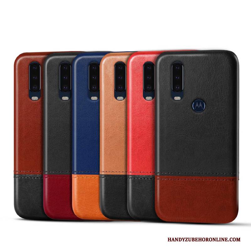 Hülle Motorola One Action Lederhülle Anti-sturz Schwarz, Case Motorola One Action Handyhüllen Mischfarben