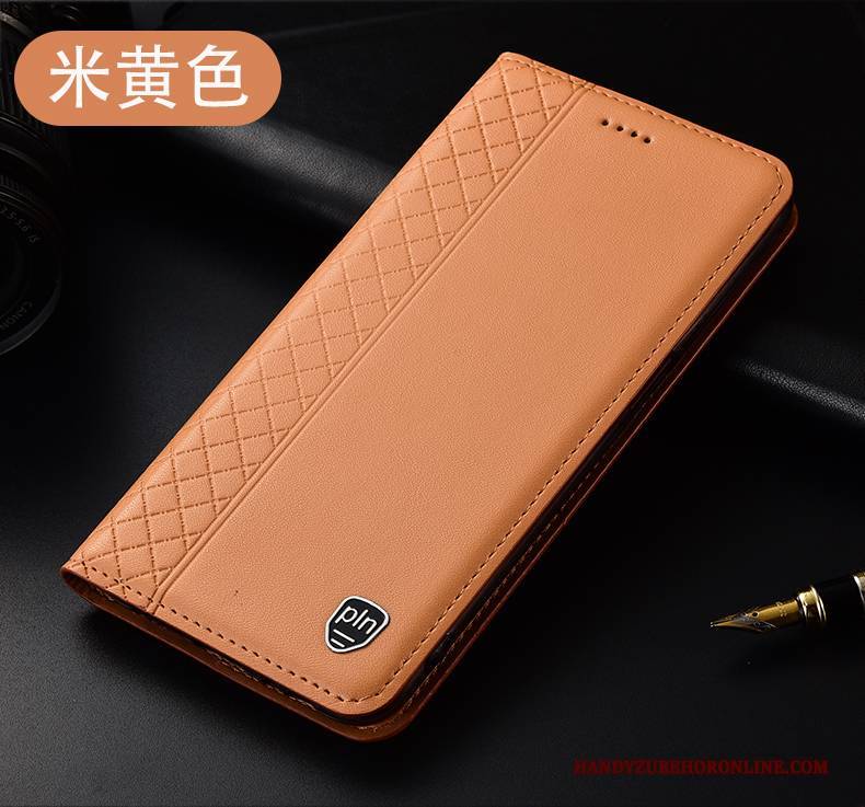 Hülle Motorola One Hyper Folio Handyhüllen Anti-sturz, Case Motorola One Hyper Lederhülle Gelb
