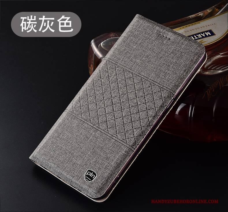 Hülle Motorola One Hyper Lederhülle Anti-sturz Grau, Case Motorola One Hyper Folio Baumwolle Und Leinen Handyhüllen