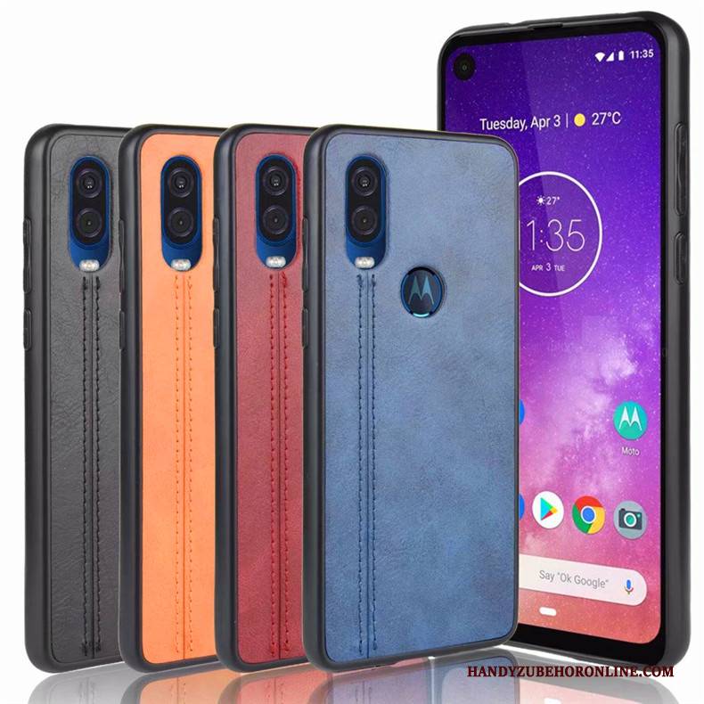 Hülle Motorola One Vision Taschen Handyhüllen Anti-sturz, Case Motorola One Vision Schutz Blau
