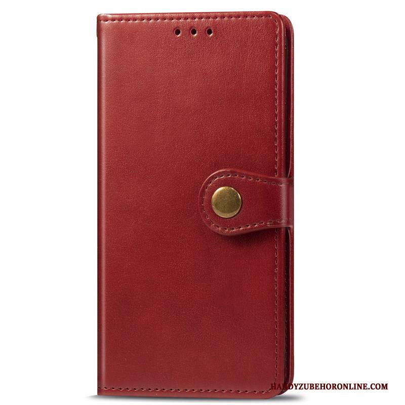 Hülle Motorola One Zoom Leder Einfach Rot, Case Motorola One Zoom Lederhülle Einfarbig Business