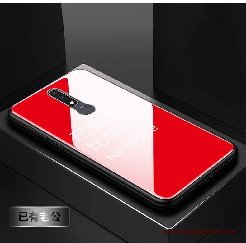 Hülle Nokia 3.1 Plus Kreativ Netto Rot Handyhüllen, Case Nokia 3.1 Plus Liebhaber Glas