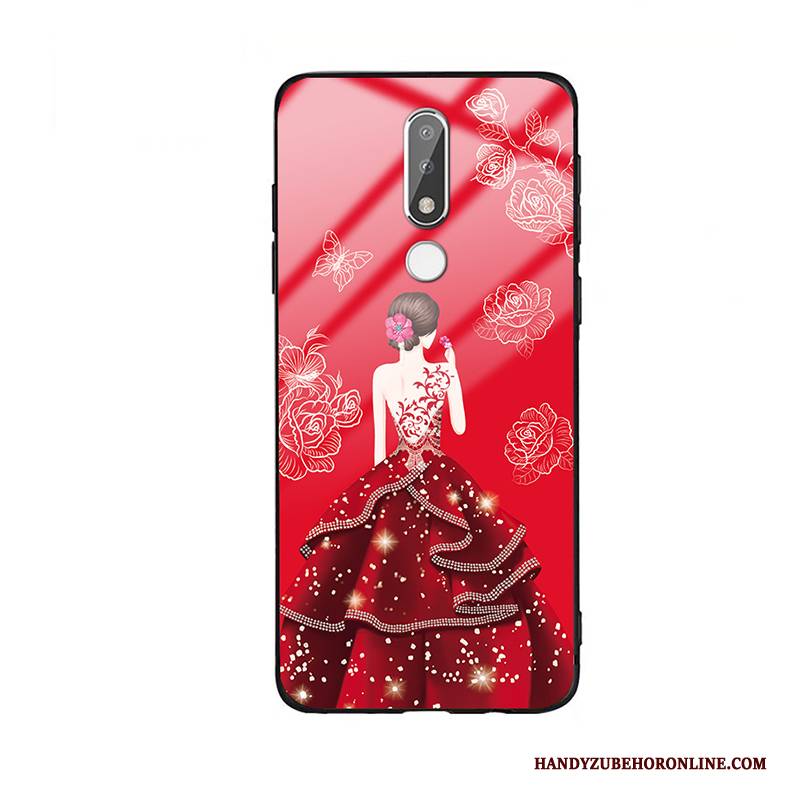 Hülle Nokia 3.1 Plus Silikon Rot Handyhüllen, Case Nokia 3.1 Plus Taschen Glas Trend