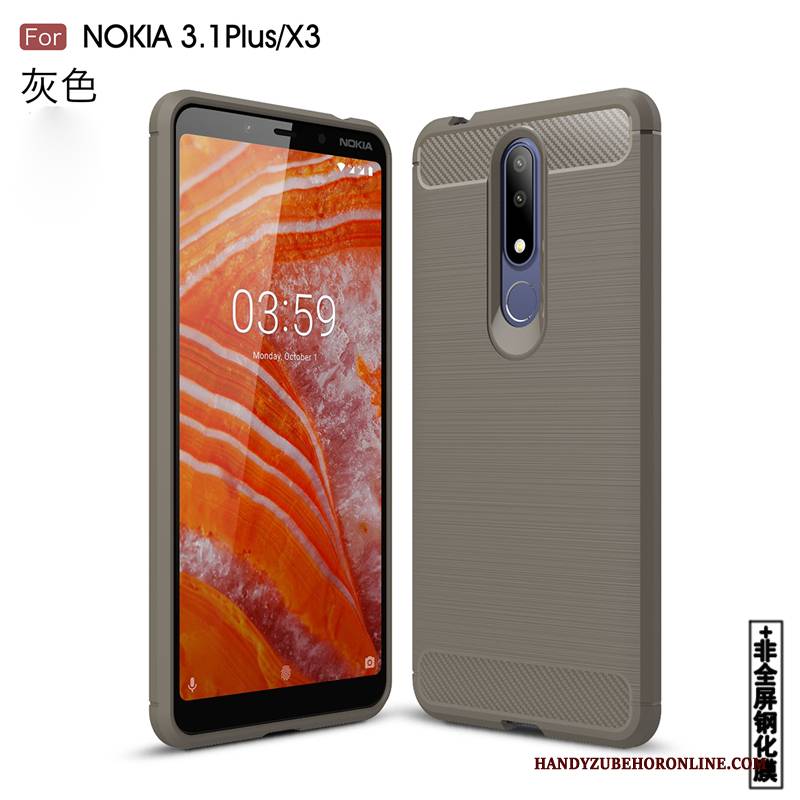 Hülle Nokia 3.1 Plus Weiche Muster Grau, Case Nokia 3.1 Plus Taschen Handyhüllen Trend