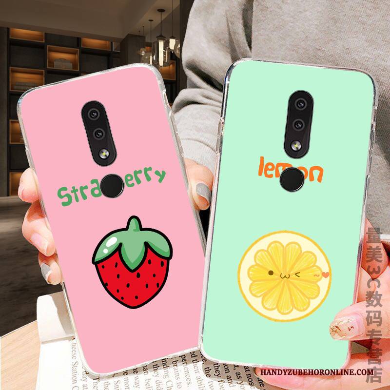 Hülle Nokia 4.2 Weiche Rosa Anti-sturz, Case Nokia 4.2 Taschen Trendmarke Netto Rot