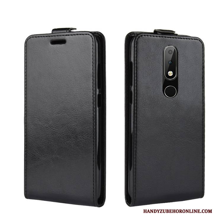 Hülle Nokia 5.1 Plus Lederhülle Handyhüllen Schwarz, Case Nokia 5.1 Plus Folio Karte