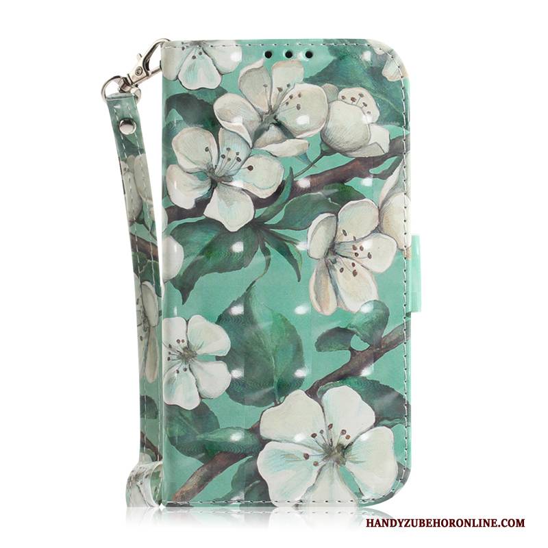 Hülle Nokia 5.1 Plus Lederhülle Lilie Blumen, Case Nokia 5.1 Plus Schutz Grün Handyhüllen