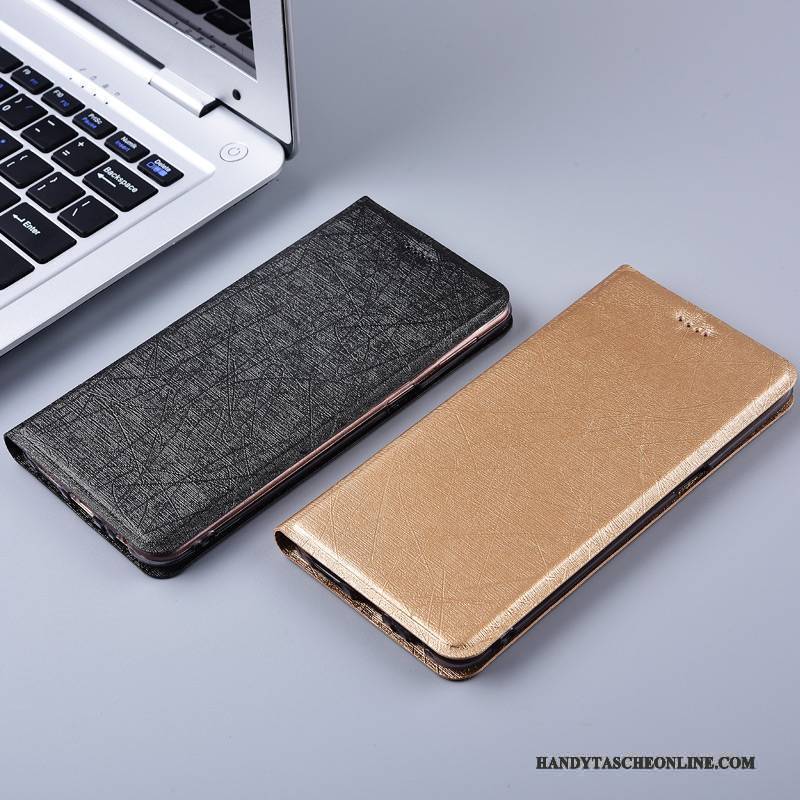 Hülle Nokia 5 Folio Handyhüllen Gold, Case Nokia 5 Taschen Schwarz Seide