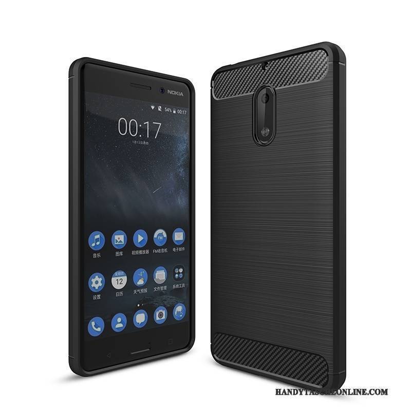 Hülle Nokia 5 Taschen Faser Schwarz, Case Nokia 5 Schutz Handyhüllen Nubuck
