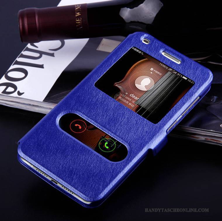 Hülle Nokia 6 Lederhülle Handyhüllen Anti-sturz, Case Nokia 6 Folio Blau