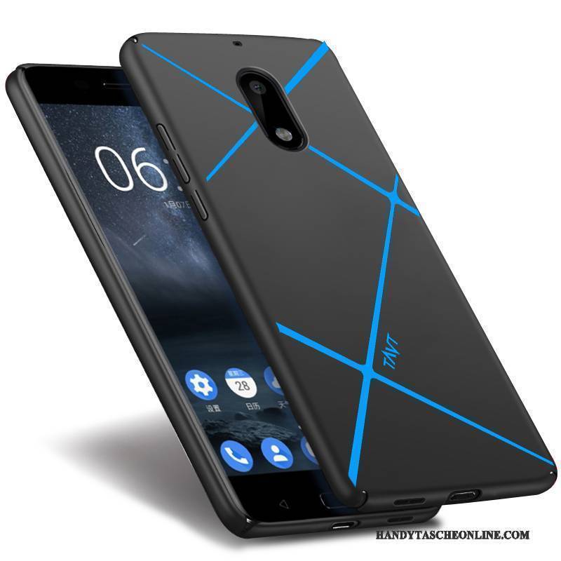 Hülle Nokia 6 Taschen Nubuck Persönlichkeit, Case Nokia 6 Schutz Handyhüllen Schwarz